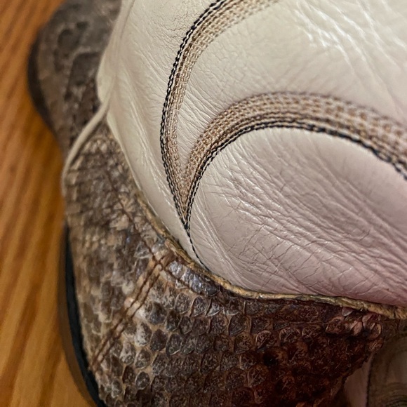 VINTAGE NOCONA Cream Diamondback Rattlesnake Leather Western Cowboy Boots 9D - Picture 14 of 16